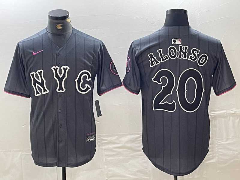 Mens New York Mets #20 Pete Alonso Grey 2024 City Connect Cool Base Stitched Jersey